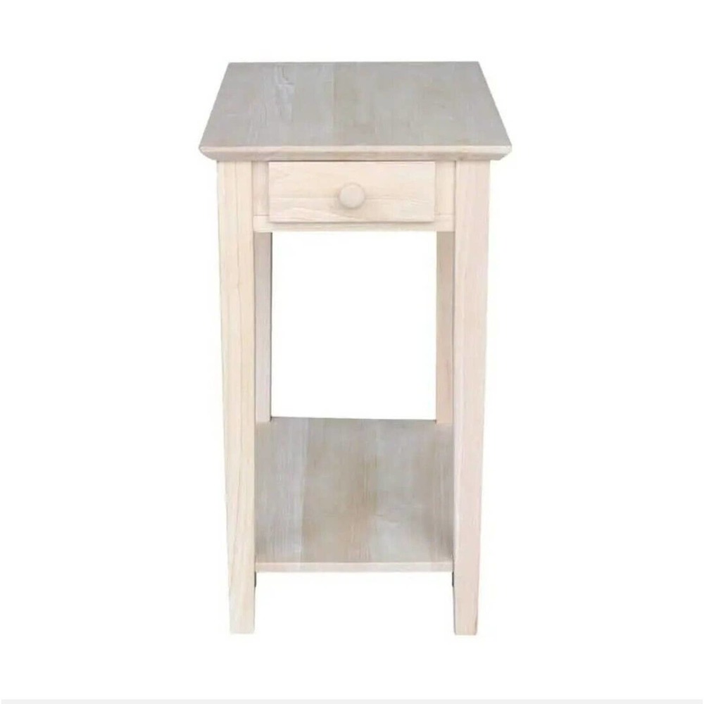 Whitewood Industries End Table Unfinished White Wash Storage Drawer 25 in. H - Picture 4 of 10